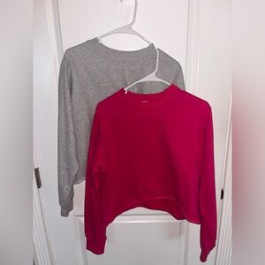 Bundle of 2 Crop Top Sweatshirts Pink & Gray